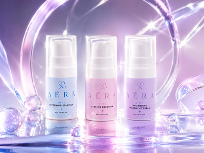 Korean lash lift solution set with three step pump bottles: softening, setting, treatment