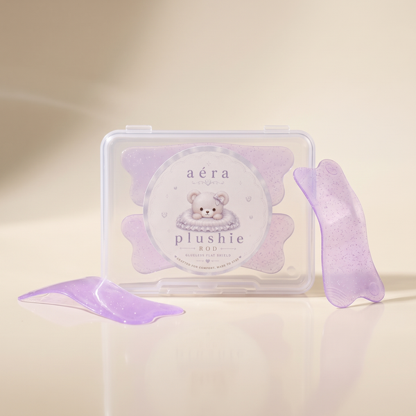 Plushie Flat Softening Pad set in lavender, with clear storage case