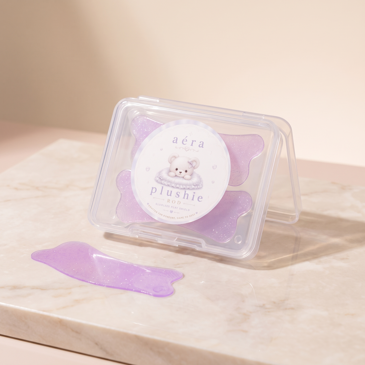 Plushie Flat Softening Pads in clear storage case with purple inserts