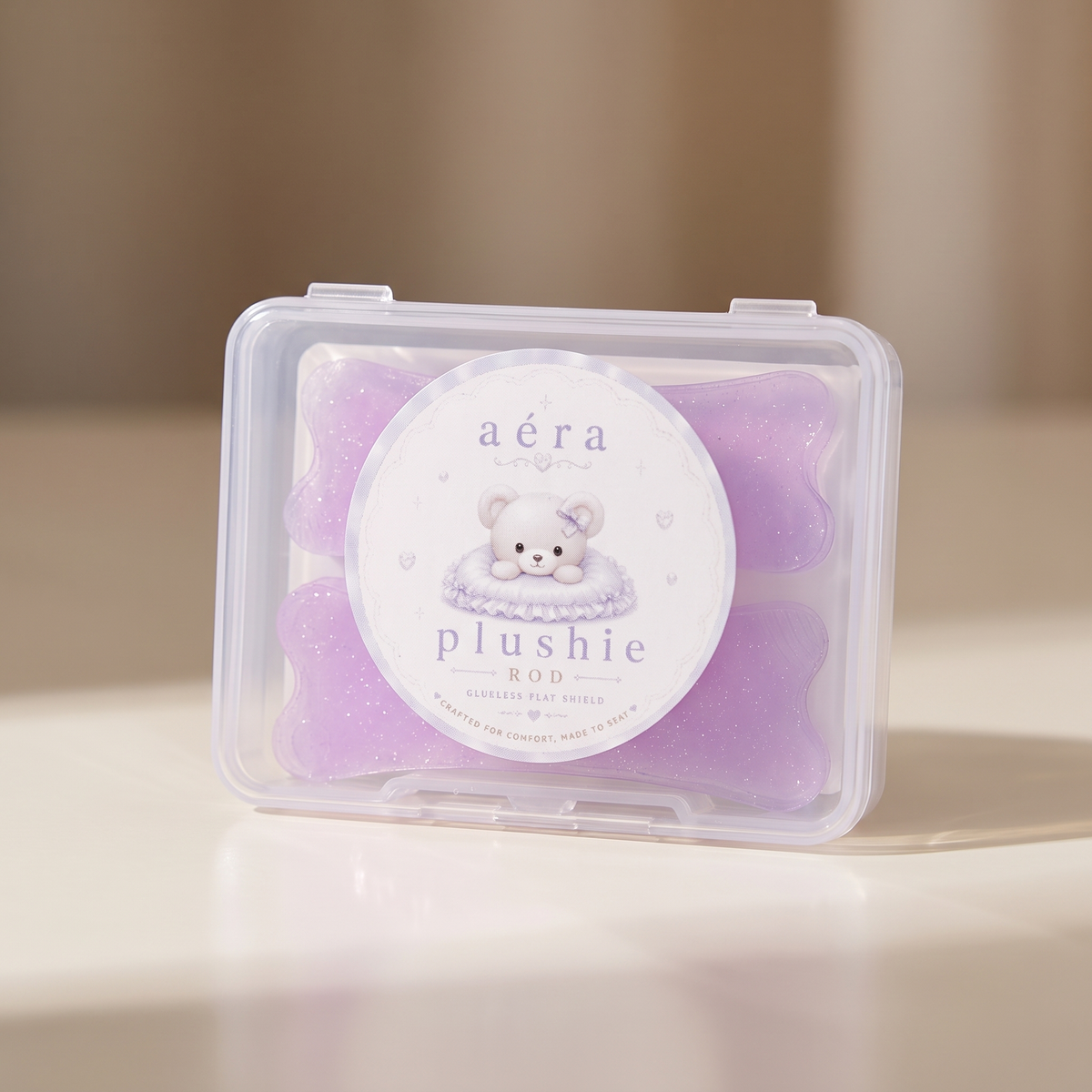 Plushie Flat Softening Pads in a clear plastic case
