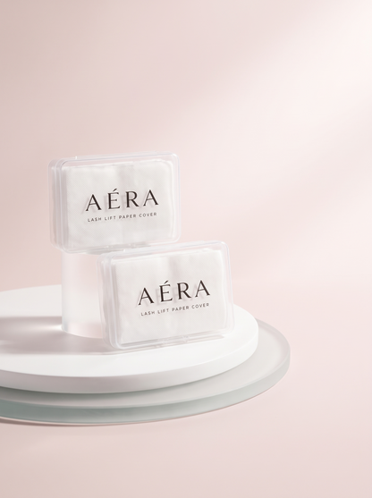 Two stacked packs of AÉRA Lash Lift Paper Cover in clear packaging